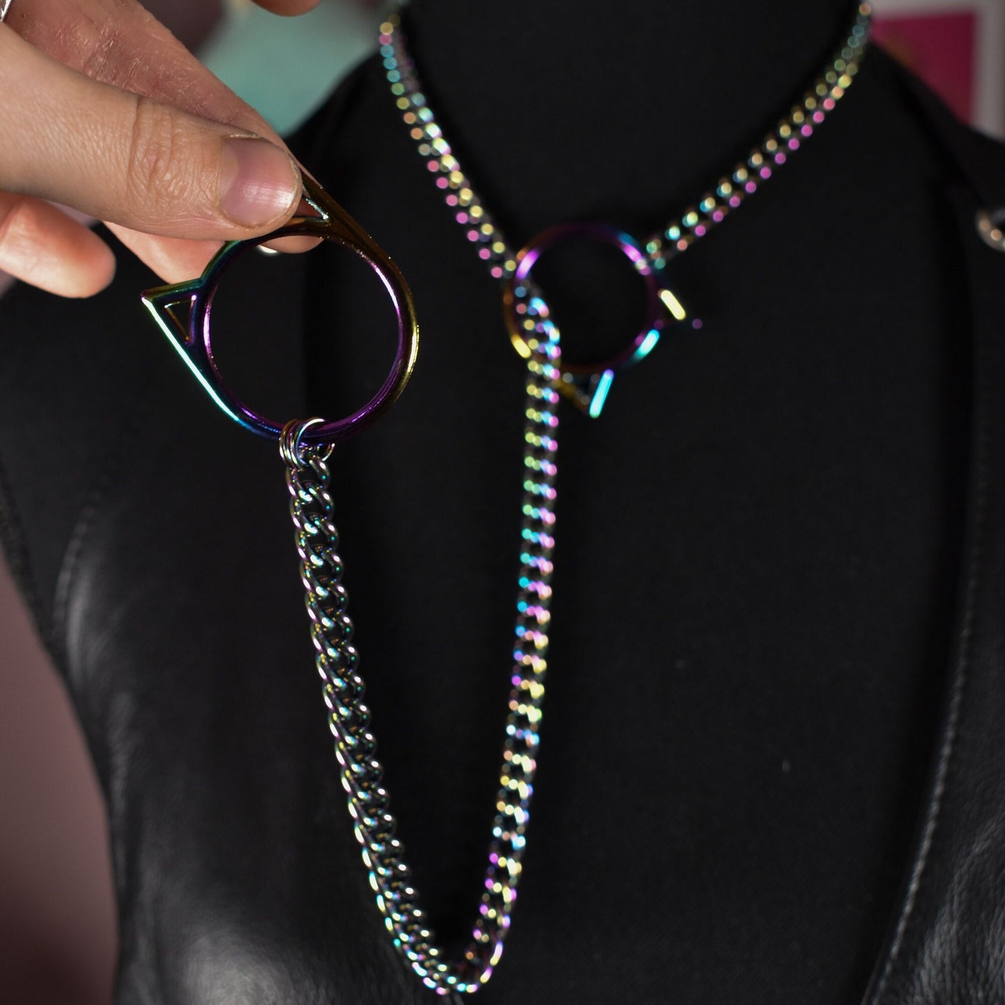 Rainbow Kitty Ring Slip Chain