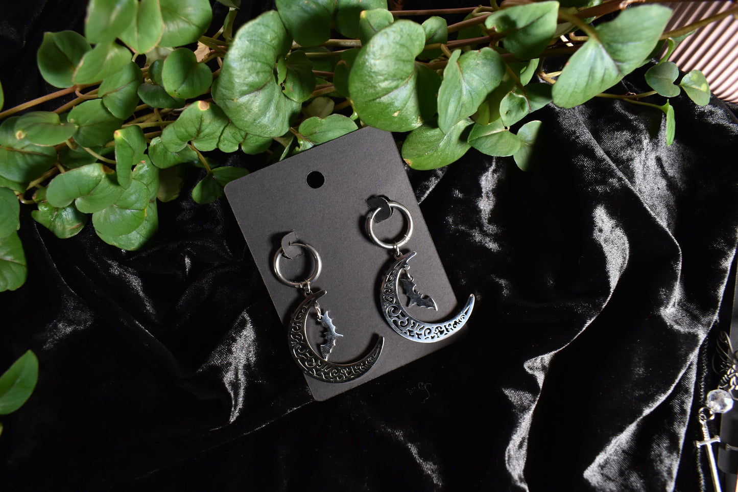 Bat Moon Stainless Steel Earrings