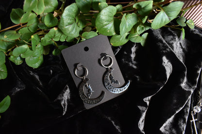 Bat Moon Stainless Steel Earrings
