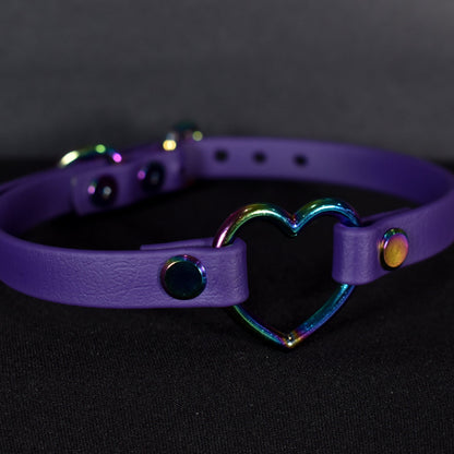 Biothane Rainbow Purple Heart Choker