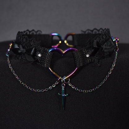 Rainbow Heart Extra Choker