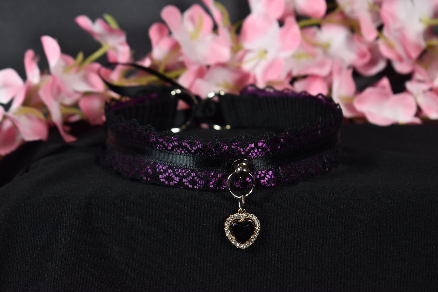Aubergine Purple Crystal Heart Choker