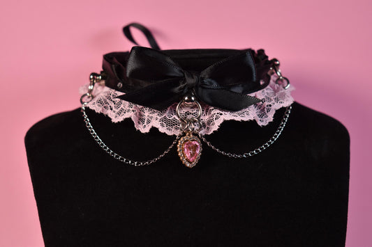 Made to your size /  Coquette pink heart choker