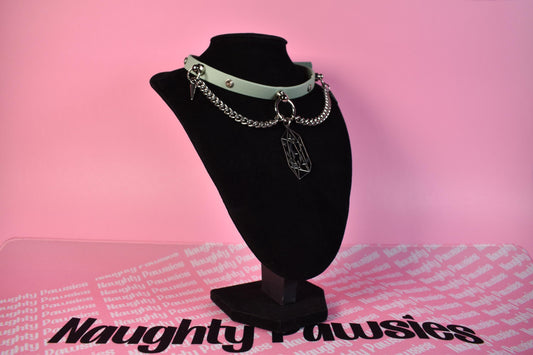 Made to your size / Sage green crystal biothane choker
