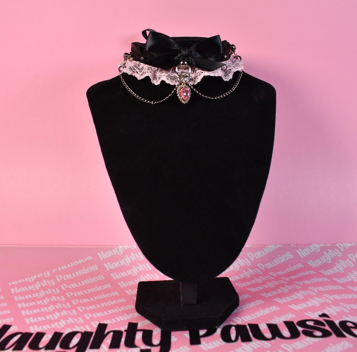Made to your size /  Coquette pink heart choker
