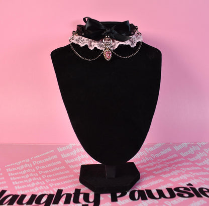 Made to your size /  Coquette pink heart choker