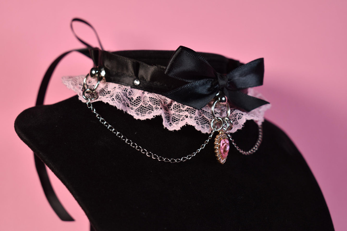 Made to your size /  Coquette pink heart choker