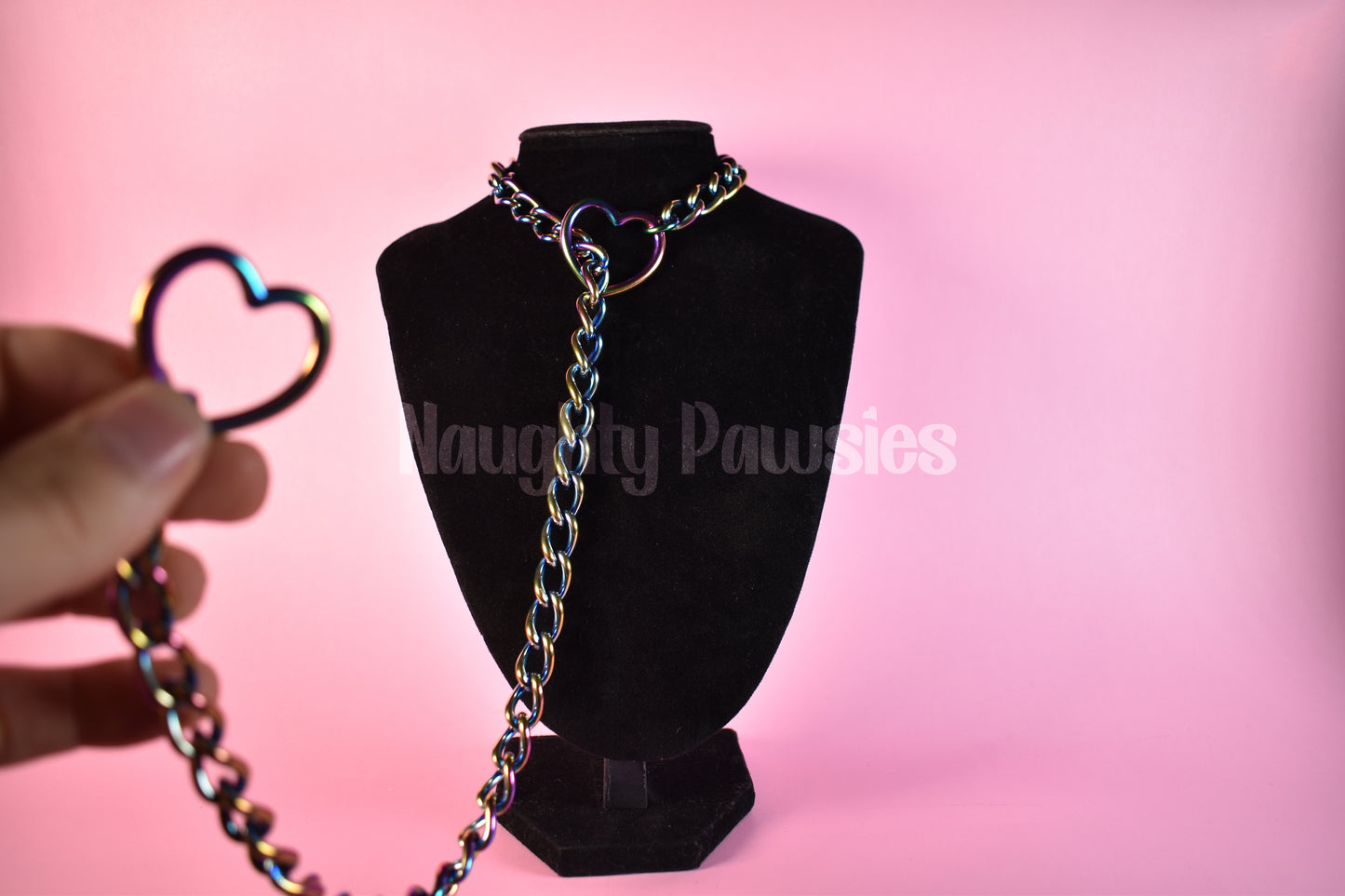 Thick Stainless Steel Slip Chain Heart Rings / Rainbow