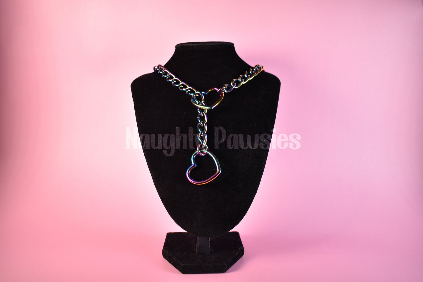 Thick Stainless Steel Slip Chain Heart Rings / Rainbow