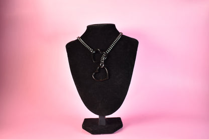 Gunmetal + Black Heart Ring Slip Chain