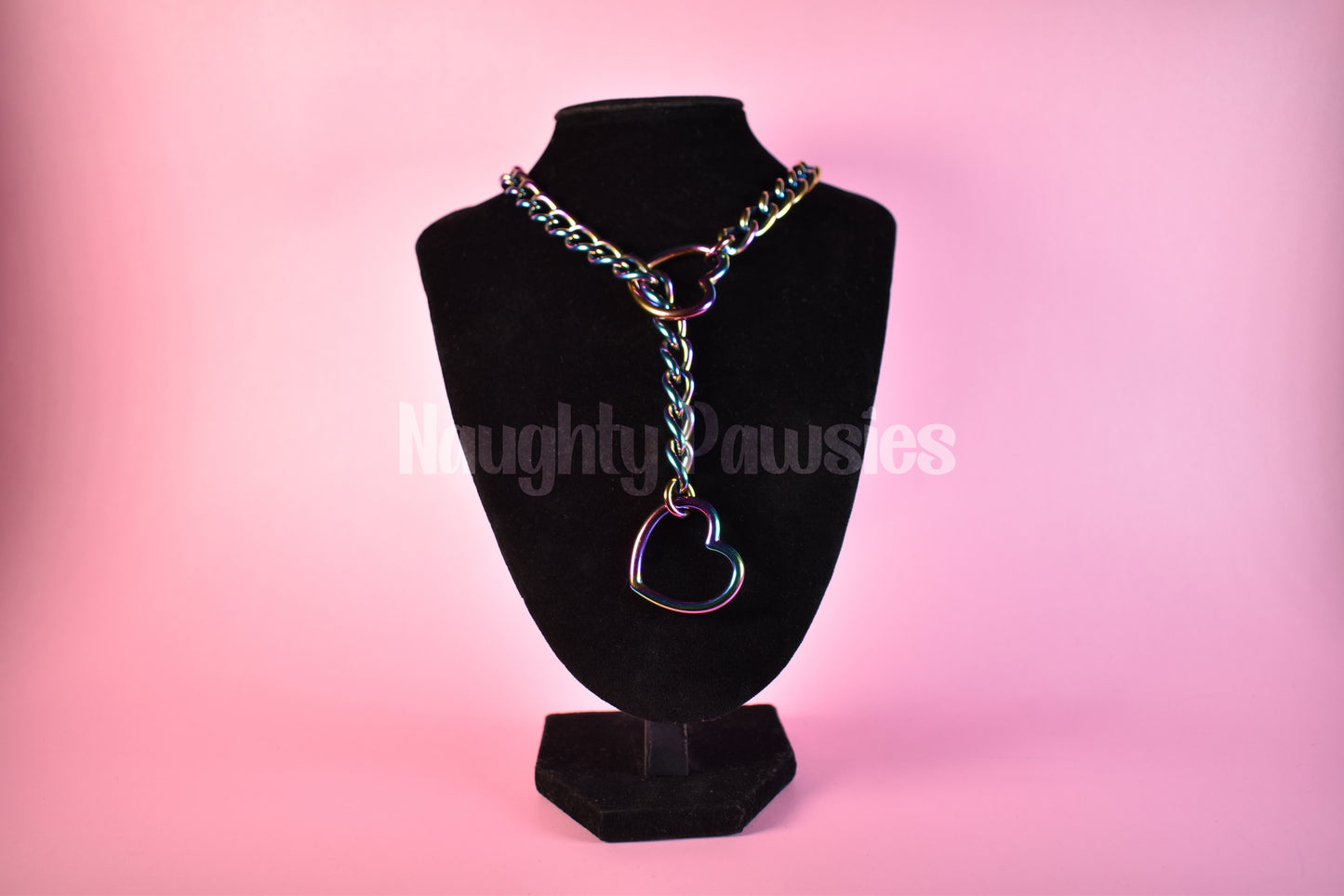 Thick Stainless Steel Slip Chain Heart Rings / Rainbow