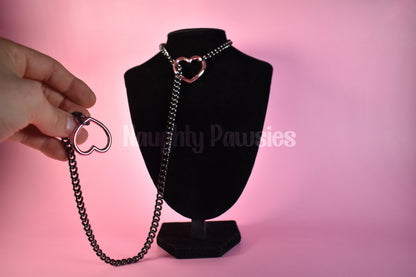Gunmetal Chain Light Pink Heart Slip Chain