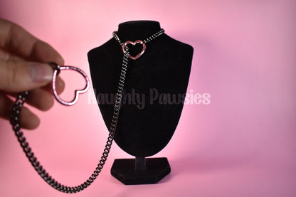 Gunmetal Chain Light Pink Heart Slip Chain