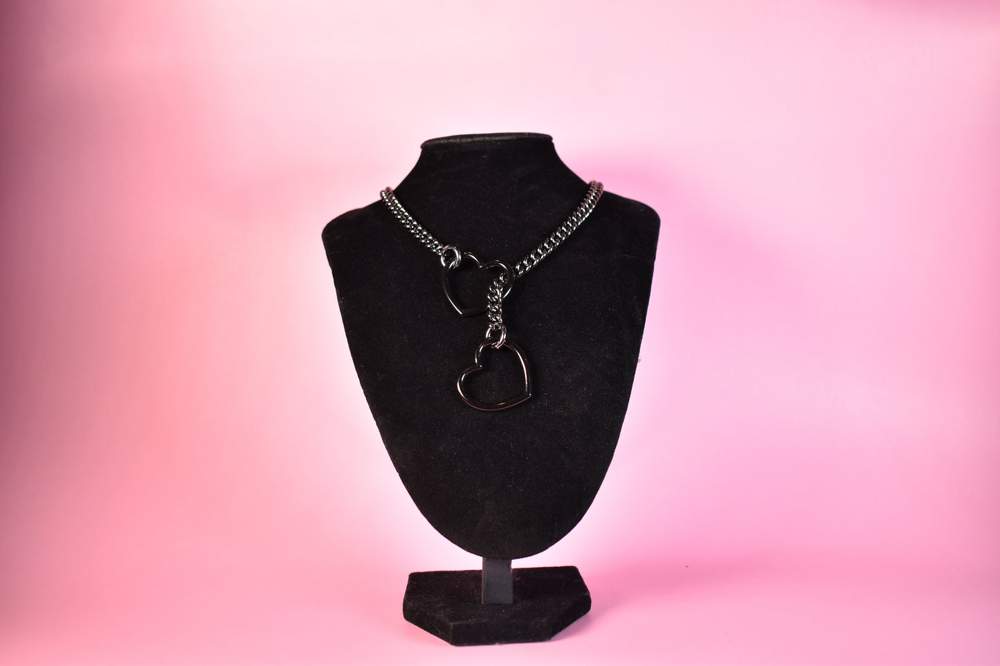 Gunmetal + Black Heart Ring Slip Chain