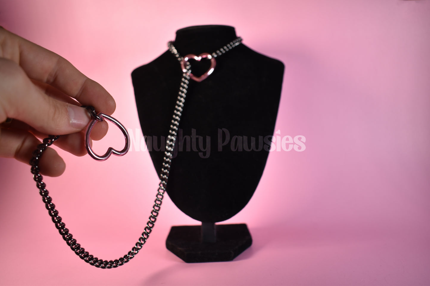 Gunmetal Chain Light Pink Heart Slip Chain