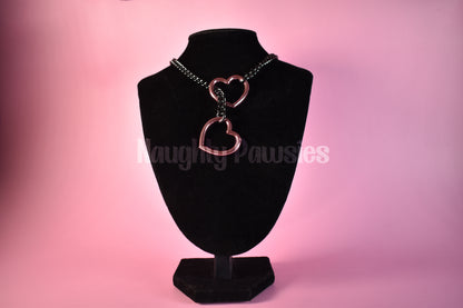 Gunmetal Chain Light Pink Heart Slip Chain