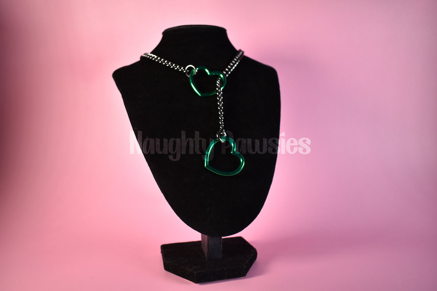 Gunmetal Chain Emerald Heart Slip Chain