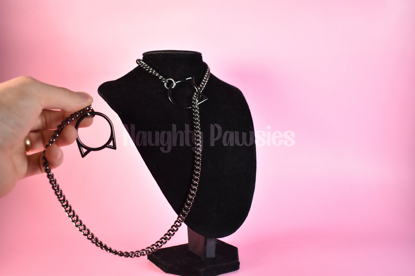 Gunmetal + Black Kitty Ring Slip Chain