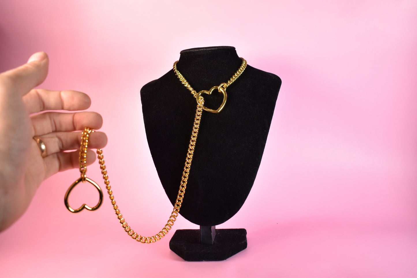 Yellow Gold Heart Ring Slip Chain
