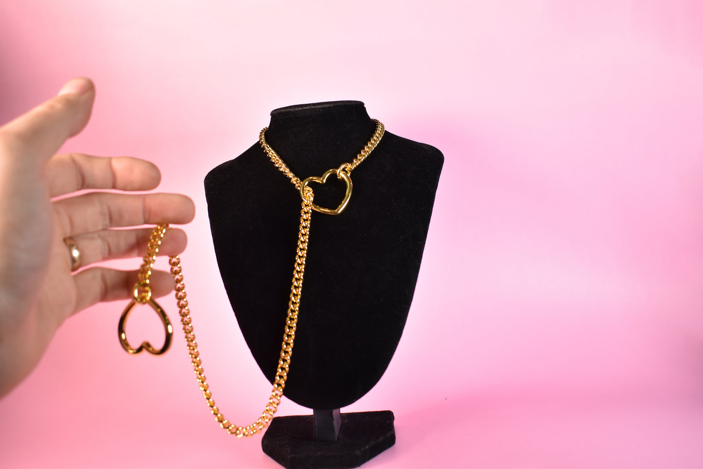 Yellow Gold Heart Ring Slip Chain