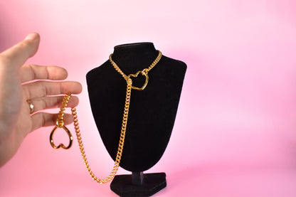 Yellow Gold Heart Ring Slip Chain
