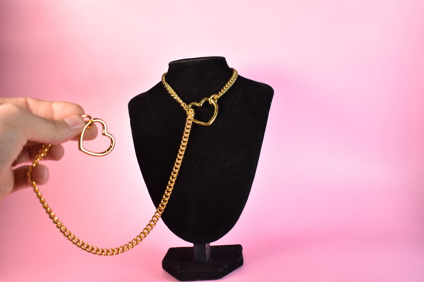 Yellow Gold Heart Ring Slip Chain