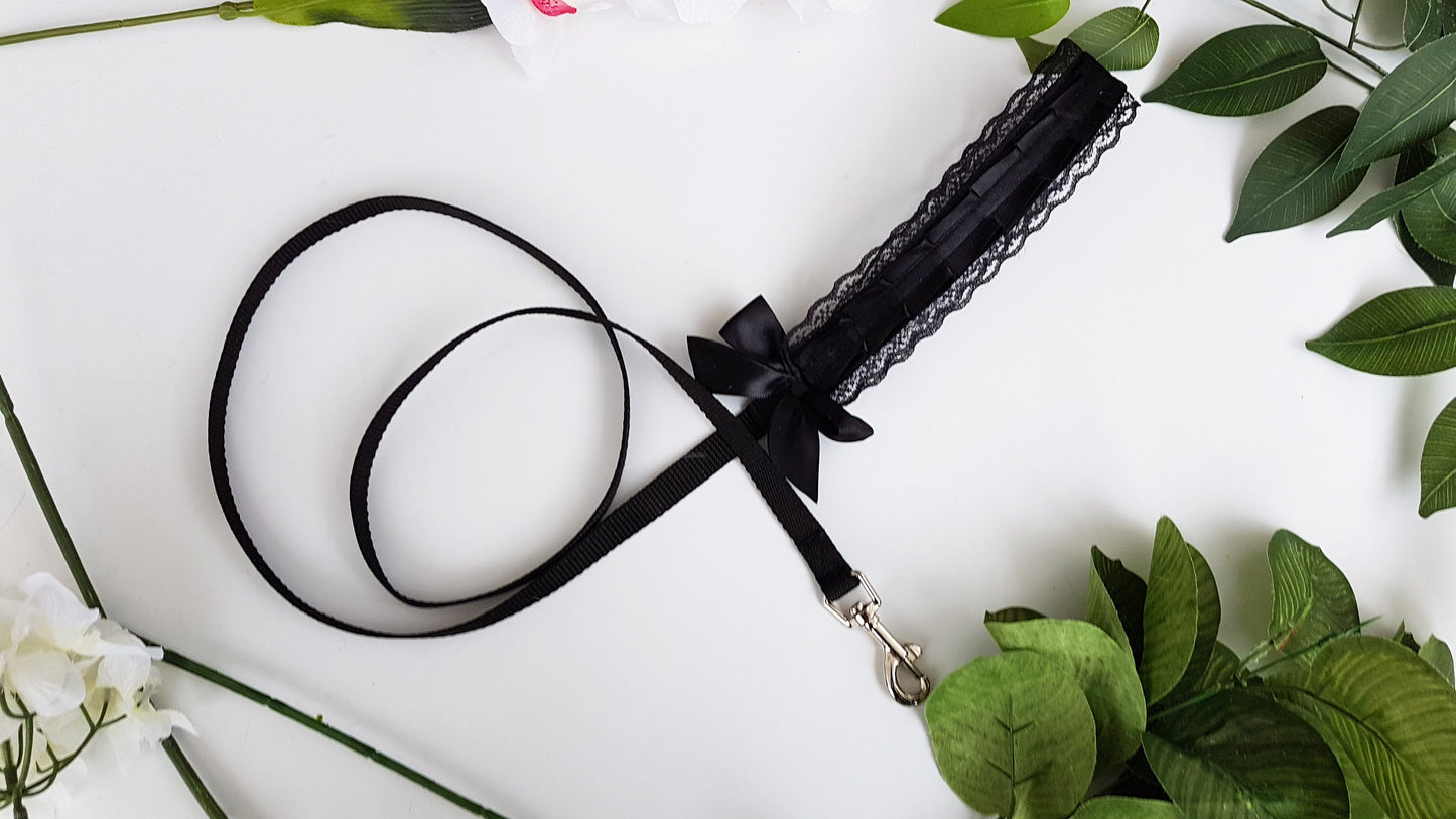 Black Kitten play leash / Made to order
