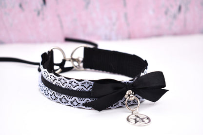 Black And White Pentagram Choker