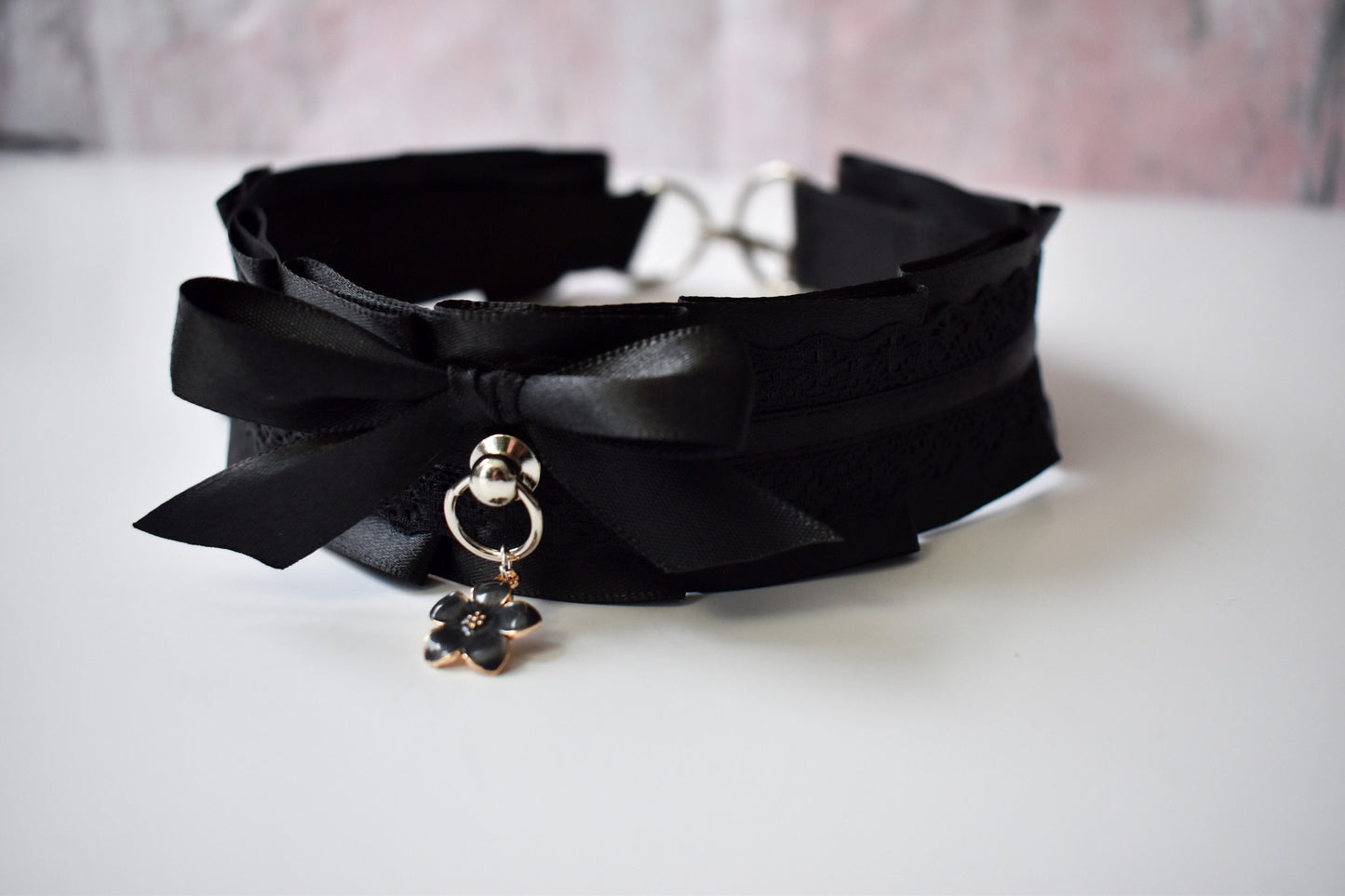 Black flower choker / Made to your size