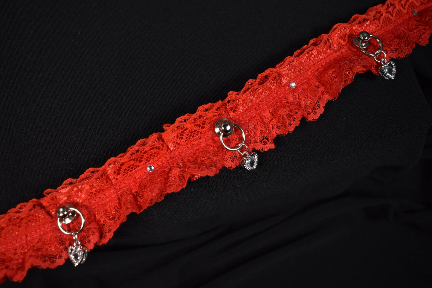 Red Lace valentine's kitten play choker /  Made to your size