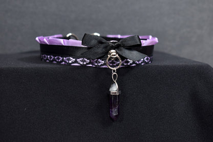 Purple And  Black Crystal Choker