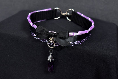 Purple And  Black Crystal Choker