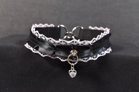 Light Pink Lace And Black Choker