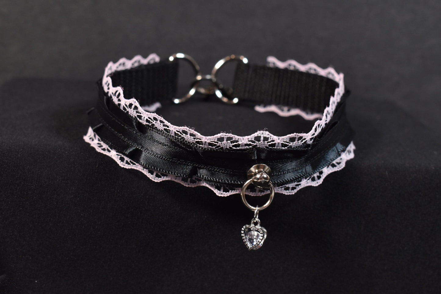 Light Pink Lace And Black Choker