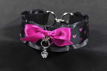 Pink Black Hearts Choker