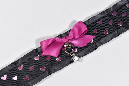 Pink Black Hearts Choker
