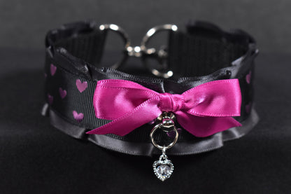 Pink Black Hearts Choker