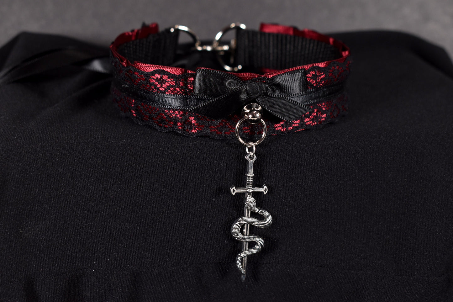 Made to your size / Snake sword choker / kitten play collar / goth / alt fashion / emo  / pet play necklace / fancy bdsm /