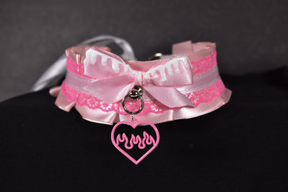 Pink Fire Heart Valentine's Choker