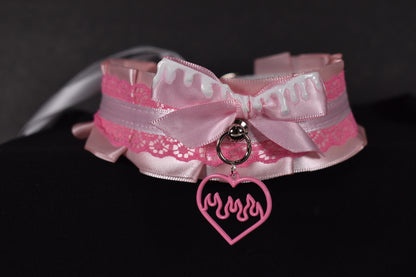 Pink Fire Heart Valentine's Choker