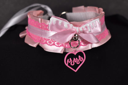 Pink Fire Heart Valentine's Choker