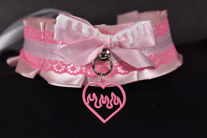 Pink Fire Heart Valentine's Choker