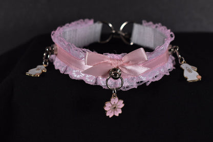 Pink Bunny Flower Choker