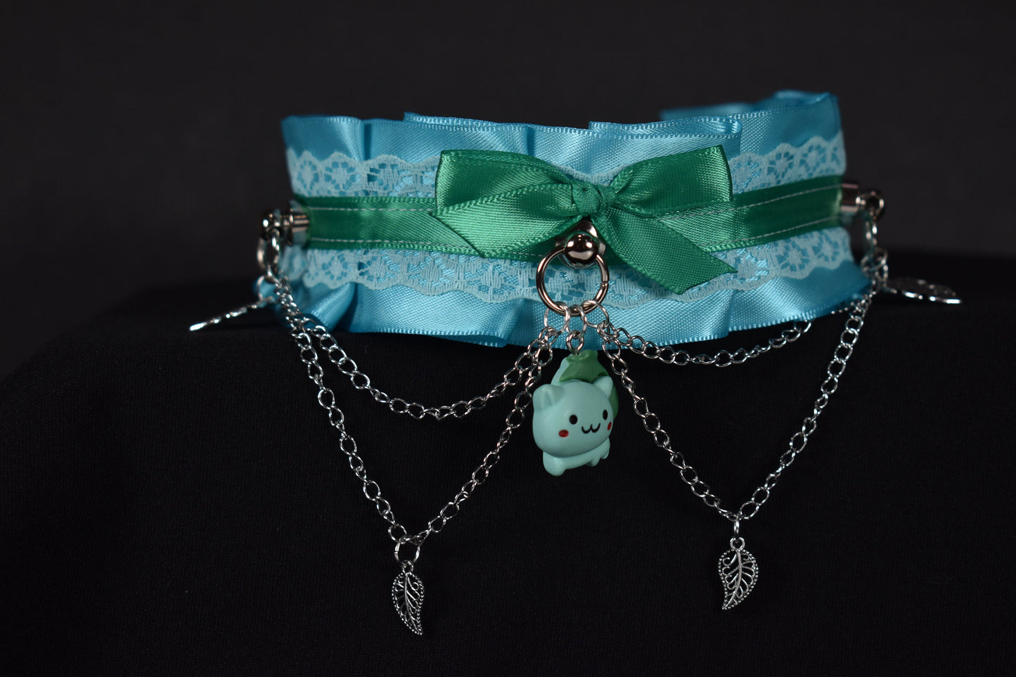 Made to your size / Leafy turtle friend / kitten play collar / goth / alt fashion / pet play necklace / bdsm /