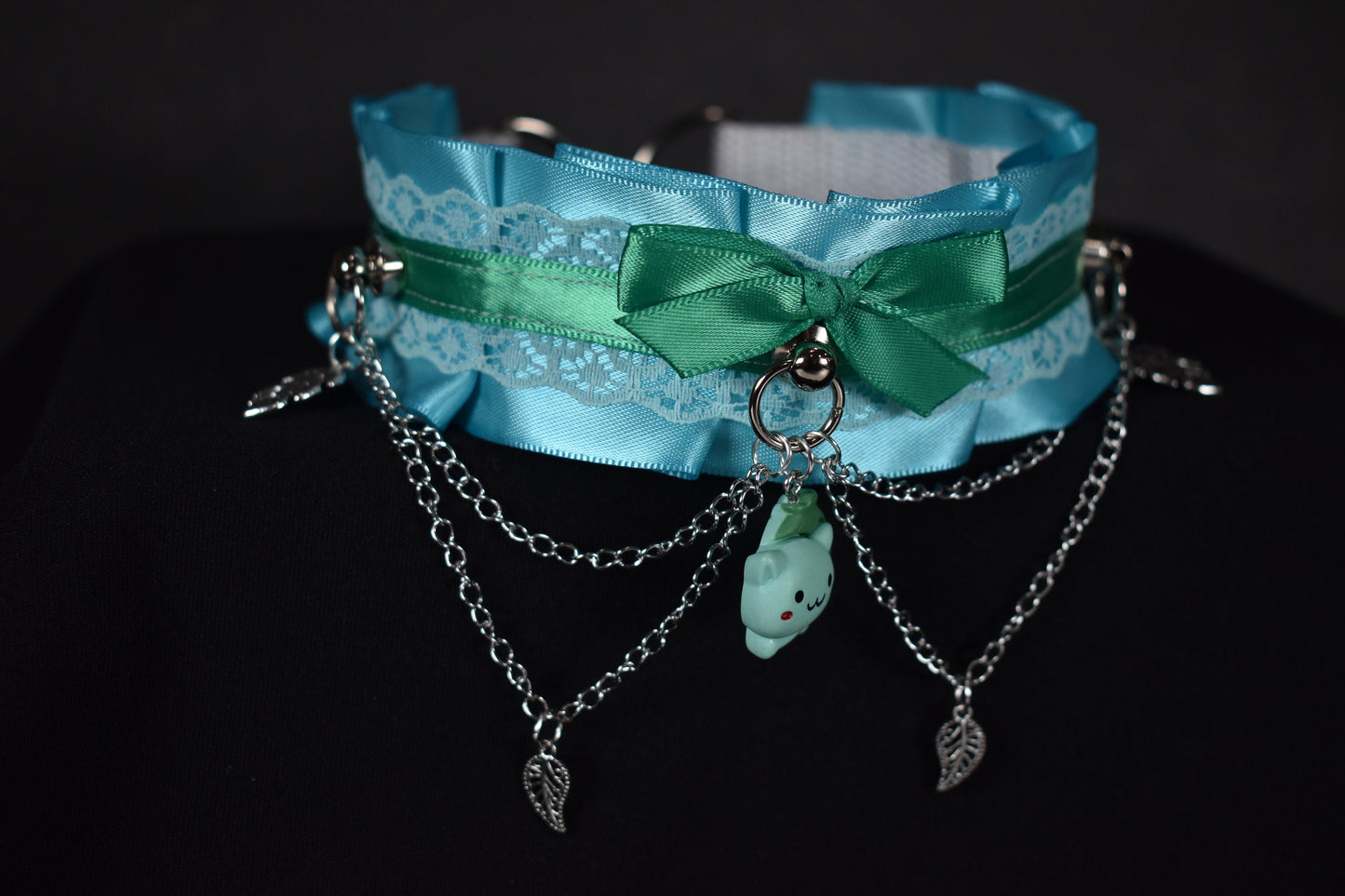 Made to your size / Leafy turtle friend / kitten play collar / goth / alt fashion / pet play necklace / bdsm /