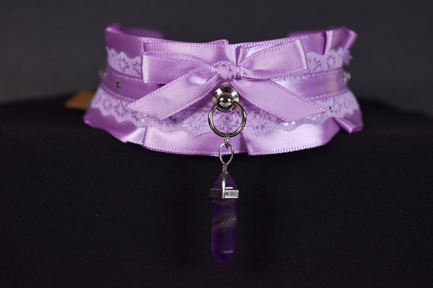 Made to your size / Lavender Amethyst choker / goth / emo / kitten play / alt fashion / bdsm / pet play necklace / kawaii fashion