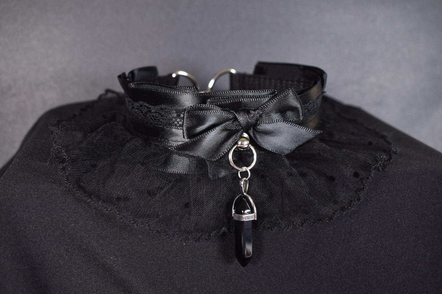 Made to your size / Black large lace choker / goth / emo / kitten play / alt fashion / bdsm / pet play necklace / kawaii fashion