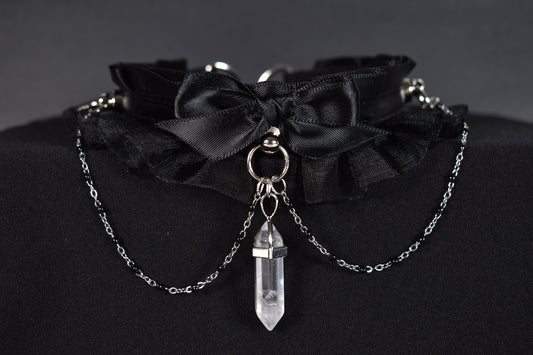 Made to your size / Goth crystal choker / goth / emo / kitten play / alt fashion / bdsm / pet play necklace / kawaii fashion