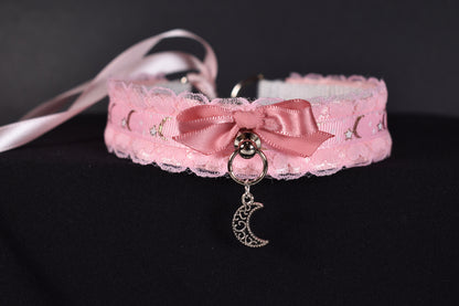 Pink Sky And Hearts Choker