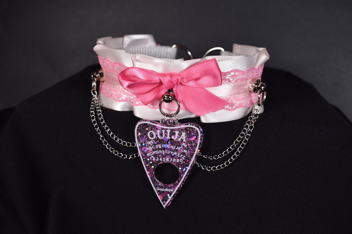 Made to your size / Hot Pink ouija choker / goth / emo / kitten play / alt fashion / bdsm / pet play necklace / kawaii fashion